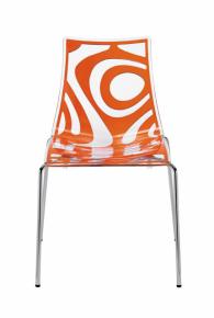 Дизайнерски стол прозрачен с оранжево